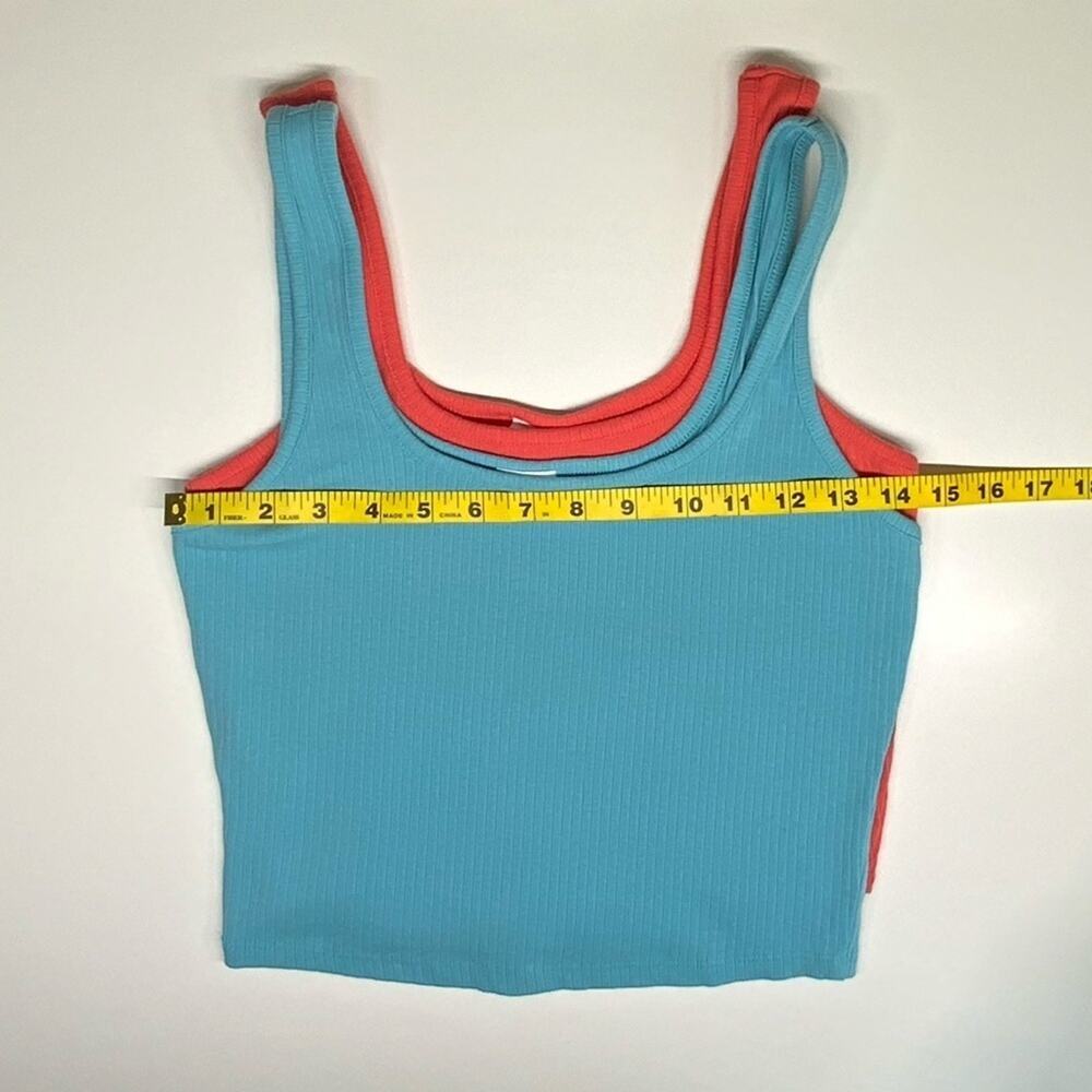 EUC | Destined | Bundle of 2 Crop Ribbed Tanks | Orange/Blue | Large - Picture 9 of 10